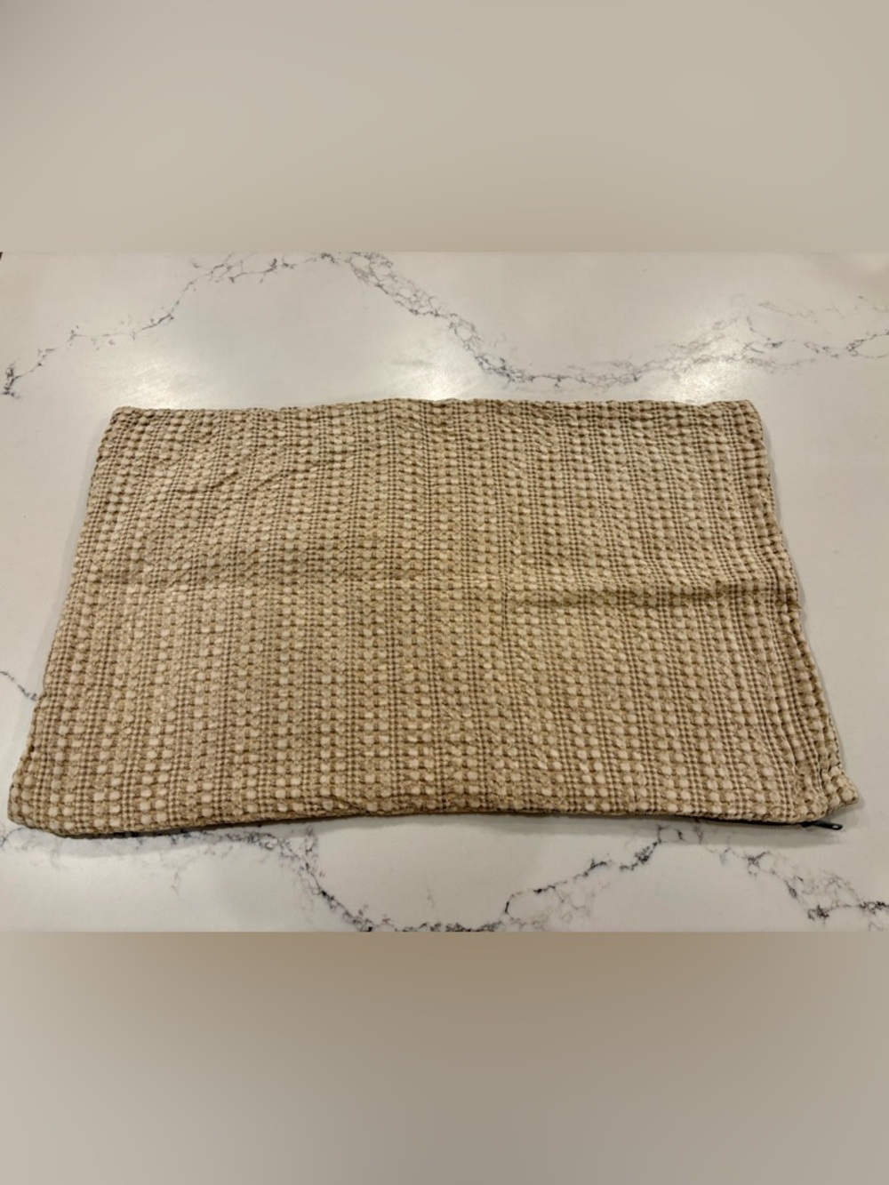 Pottery Barn Waffle Knit Beige Lumbar Pillow Cover 16”x26” Cozy Cottagecore